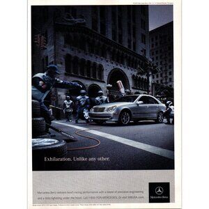 2003 Mercedes C230 Sport Sedan Vintage Print Ad Race Pit Crew Downtown Wall Art